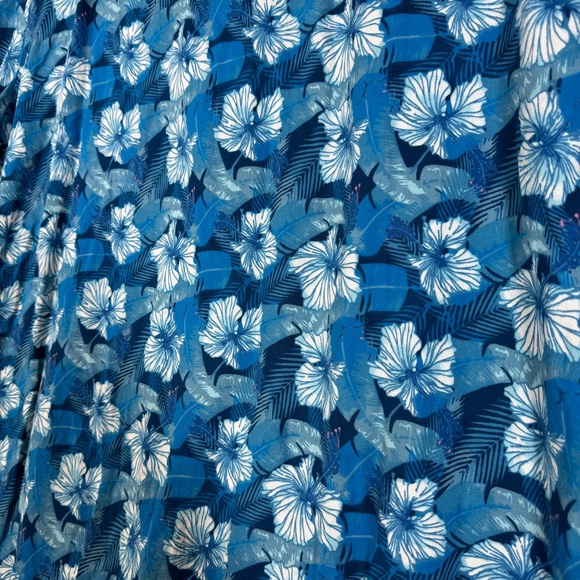 Caribbean Joe Blue Floral Hawaiian Shirt 3XT Tropical Button Up Vacation Top - Picture 10 of 12